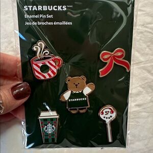Starbucks Bear and Coffee Cup Enamel Pin Set of 5 2025 Limited Edition